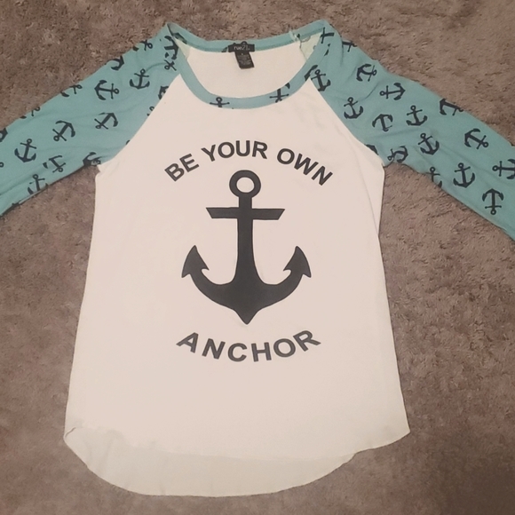 Rue 21 Be your own Anchor long sleeve shirt size small - Picture 1 of 4